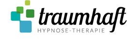 Logo von "traumhaft Hypnose-Therapie" mit bunten Quadraten links.