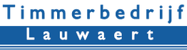 Blauw en wit logo met tekst 'Lauwaert' en Facebook-icoon, horizontale strepen onderaan.