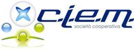 Logo di C.I.E.M. con sfere colorate e scritta "società cooperativa".