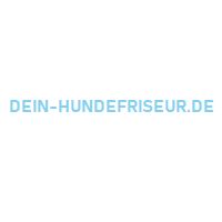 Blauer Text "Dein-Hundefriseur.de" auf weißem Hintergrund.