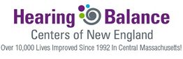 Hearing & Balance Centers of New England logo with text about improving lives since 1992.