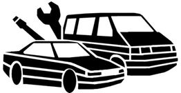 Zwei Autos mit Schraubenschlüssel und Schraubenzieher, symbolisieren Autoreparatur.