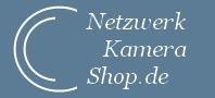 Logo mit der Aufschrift "Netzwerk Kamera Shop.de" auf blauem Hintergrund.