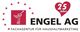 Engel AG Logo, Fachagentur für Haushaltmarketing, 25 Jahre Jubiläum, Engel mit Trompete, rote Sterne.