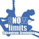 Silhouetten van snowboarder en skiër met tekst: "Snow limits Skicentrum Groningen".