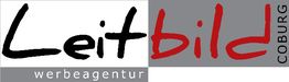 Logo der Leitbild Werbeagentur Coburg mit stilisierter Schrift auf grauem Hintergrund.