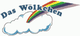 Ein Regenbogen und die Aufschrift "Das Wölkchen" auf einer Wolke.