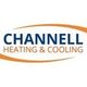Logo for Channell Heating & Cooling with orange curved lines on a white background.
