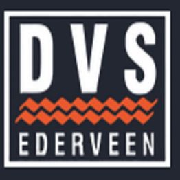 Logo van DVS Ederveen met oranje zigzaglijnen onder de letters.