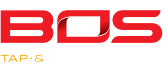Logo van BOS Tap- & Eventservice met rode en gele letters op zwarte achtergrond.