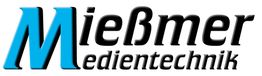 Logo mit der Aufschrift "Mießmer Medientechnik" in blau-schwarzer Schrift.