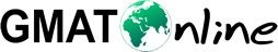Texto "GMAT online" con la letra 'o' representada por el planeta Tierra.