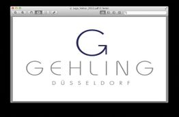 Das Bild zeigt ein Logo mit dem Text "GEHLING DÜSSELDORF" in einem PDF-Dokument.