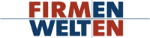 Logo mit den Worten "FIRMEN WELTEN" in Rot und Blau, getrennt durch horizontale Linien.
