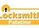Yellow "Locksmith Palatine" logo with keyhole design on the left.