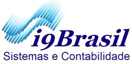 Logotipo da i9Brasil com texto: "Sistemas e Contabilidade" e formas onduladas azuis.