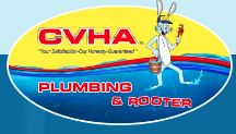 CVHA Plumbing & Rooter logo with walking rabbit holding tools.