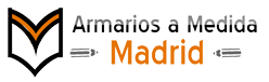 Logotipo de "Armarios a Medida Madrid" con diseño negro y naranja.