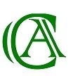 Logotipo con las letras verdes "CA" entrelazadas en un estilo elegante sobre fondo blanco.