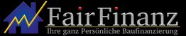 Logo von FairFinanz mit Haus- und Diagrammsymbol. Text: "Ihre ganz Persönliche Baufinanzierung".