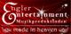 Roter Hintergrund mit Text "Engler Entertainment Musikproduktionen, made in heaven".