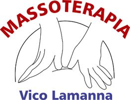 Desenho de mãos massageando; texto: Massoterapia, Vico Lamanna.