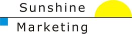 Logo "Sunshine Marketing" mit einer gelben Halbsonne und einem kleinen blauen Quadrat.