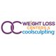 Logo of OC Weight Loss Centers & CoolSculpting, featuring bold text and connected purple letters.