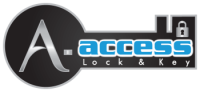 Logo of A-Access Lock & Key featuring a key design and a padlock symbol.