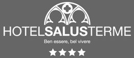 Immagine: Logo "HOTEL SALUS TERME", slogan "Ben essere, bel vivere", con quattro stelle.
