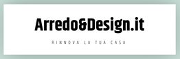 Logo con scritta "Arredo&Design.it" e slogan "Rinnova la tua casa". Sfondo bianco e bordi grigi.