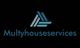 Logo azul de Multyhouseservices con diseño geométrico y fondo negro.