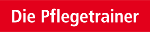 Weißer Text "Die Pflegetrainer" auf rotem Hintergrund.