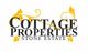 Logo de "Cottage Properties Stone Estate" con detalles ornamentales amarillos.