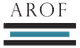 Logo con la scritta "AROF" sopra linee orizzontali nere e una linea blu centrale.