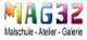 Logo mit buntem "MAG32". Text darunter: "Malschule - Atelier - Galerie".