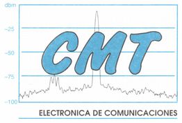 Texto "CMT" sobre fondo de gráfico, con "ELECTRONICA DE COMUNICACIONES" debajo.