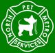 Silhouette of a dog with a leash in its mouth inside a floral emblem labeled "North Metro Pet Services".