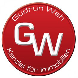 Rotes Logo mit den Initialen "GW", oben "Gudrun Weh", unten "Kanzlei für Immobilien".
