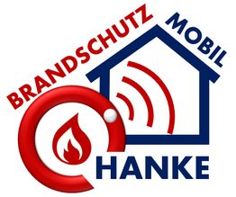 Logo von Brandschutz Mobil Hanke mit stilisiertem Haus, Flamme und Funksignal.