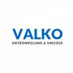 Logo von VALKO Entrümpelung & Umzüge, blauer Text auf weißem Hintergrund.