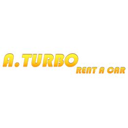 Texto amarillo: "A. TURBO RENT A CAR" sobre fondo blanco.