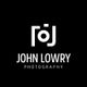Minimalist logo of John Lowry Photography on a black background.