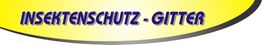 Gelber Hintergrund mit dem blauen Text: "INSEKTENSCHUTZ - GITTER".