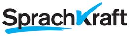 Logo der Marke "SprachKraft" mit blauem Unterstrich und Buchstaben "K" in dynamischem Stil.