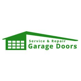 Green garage door logo with text: "Service & Repair Garage Doors."