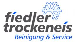Logo von "Fiedler Trockeneis" mit Schneeflocke, darunter Text "Reinigung & Service".