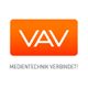 Orange VAV-Logo mit Text darunter: "MEDIENTECHNIK VERBINDET!".