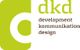 Grünes Logo mit den Buchstaben "dkd" und den Wörtern "development, kommunikation, design".