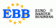 Logo der Euro Barter Business mit den Buchstaben "EBB" und gelben Sternen.